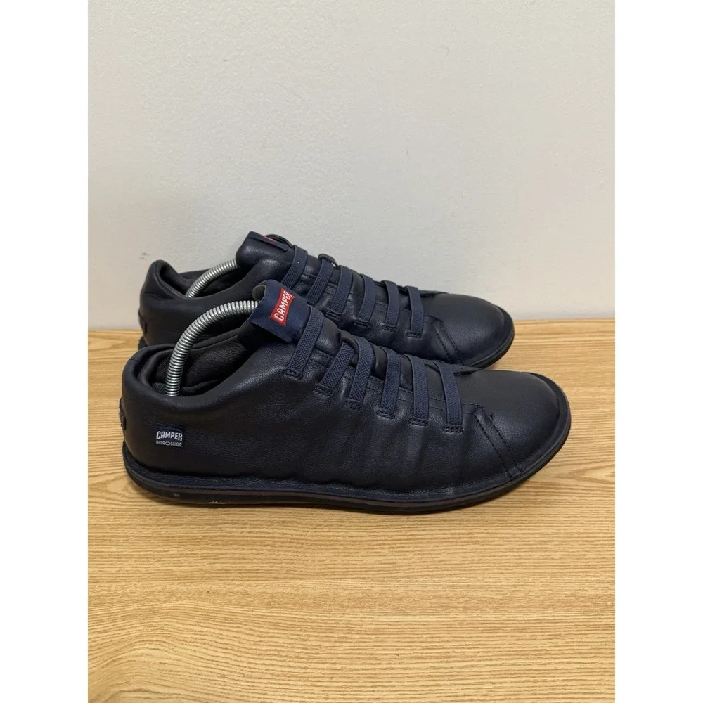 Camper Beetle Leather Derby Shoes Sneakers Mens Size 43 EU Navy Blue Slip On